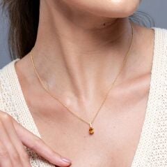 Sarı Topaz Altın Kolye