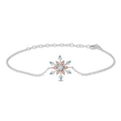 Pırlanta Altın Blue Topaz Kar Tanesi Bileklik