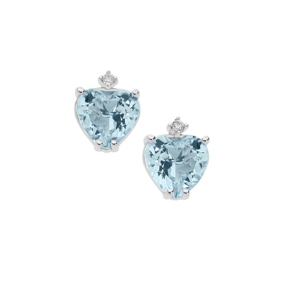 Pırlanta Altın Blue Topaz Küpe
