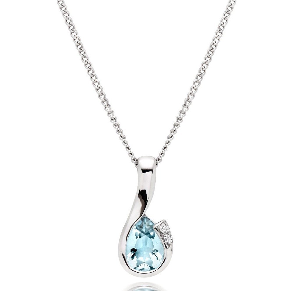 Pırlanta Altın Blue Topaz Kolye