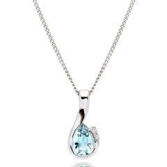 Pırlanta Altın Blue Topaz Kolye