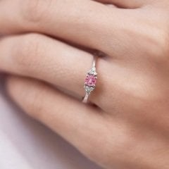 Pırlanta Altın Pembe Taşlı Yüzük