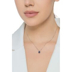 0.47 Karat Pırlantalı Safir Kolye