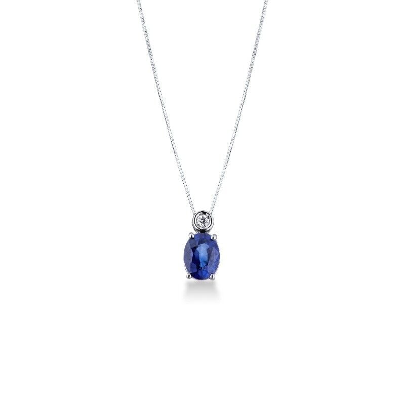 0.47 Karat Pırlantalı Safir Kolye