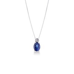 0.47 Karat Pırlantalı Safir Kolye