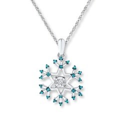 Pırlanta Blue Topaz Kar Tanesi Kolye