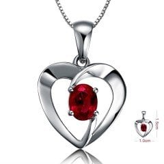 Gümüş Yakut Kalp Kolye Loveit