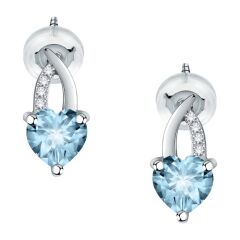 Pırlanta Altın Blue Topaz Kalp Set