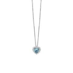 Pırlanta Altın Blue Topaz Kalp Kolye