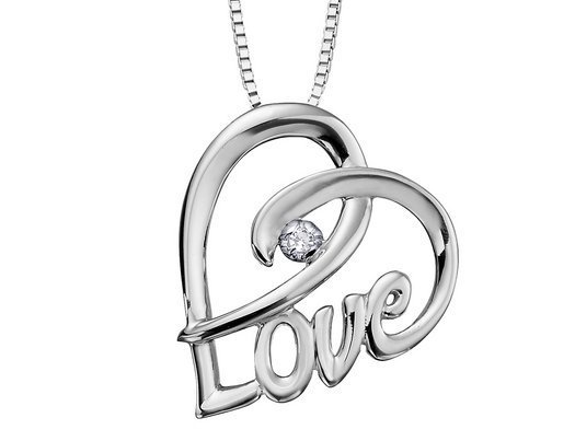 Pırlanta Altın Kalp ''Love'' Kolye