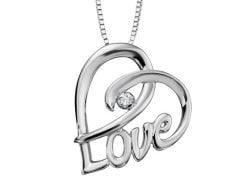 Pırlanta Altın Kalp ''Love'' Kolye
