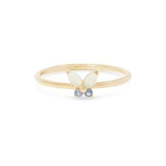 Blue Topaz Altın Opal Kelebek Yüzük